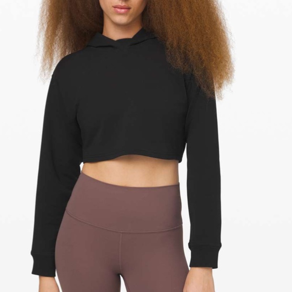 lululemon athletica Black Cropped Hoodie Sweater